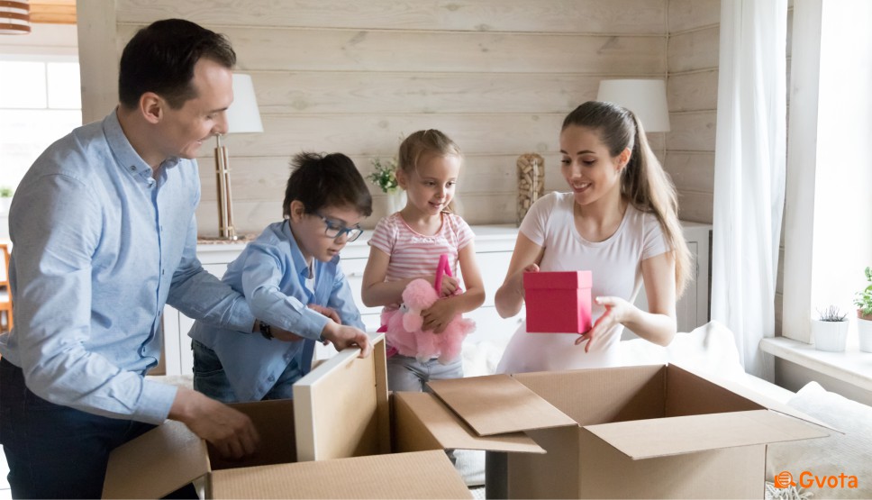 Kids help to pack