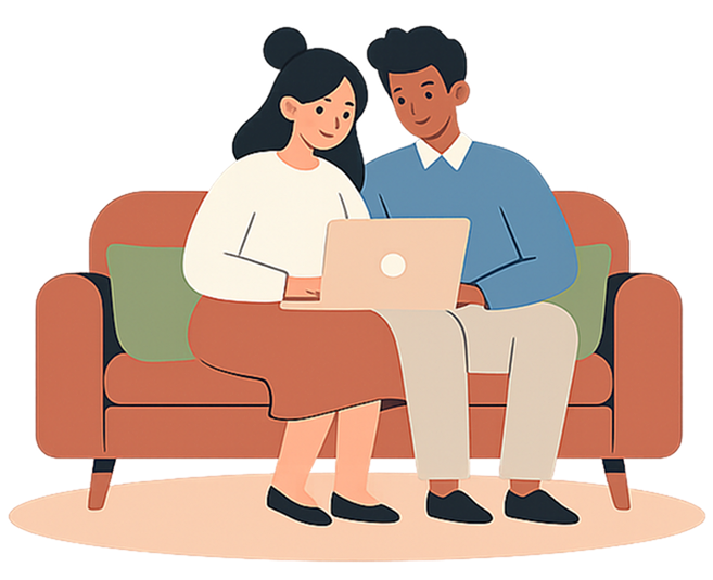 Couple reviewing moving quote options together on a laptop