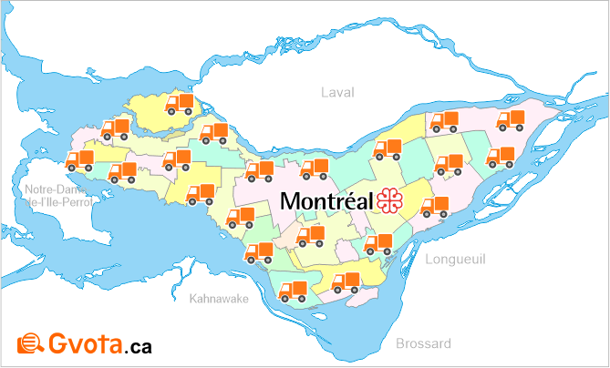 Carte des déménageurs de Montréal