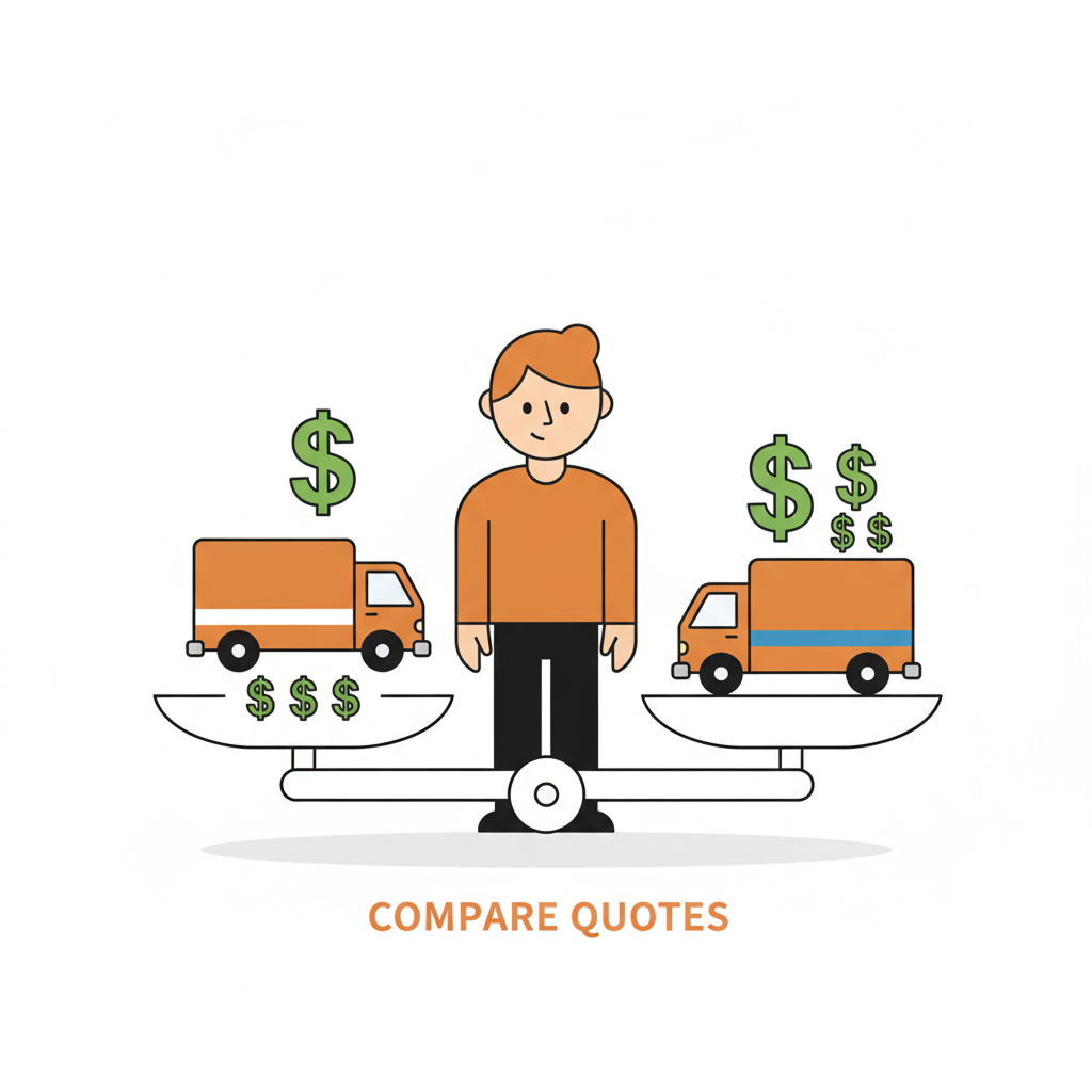 Person comparing moving offers and prices on a large mobile screen