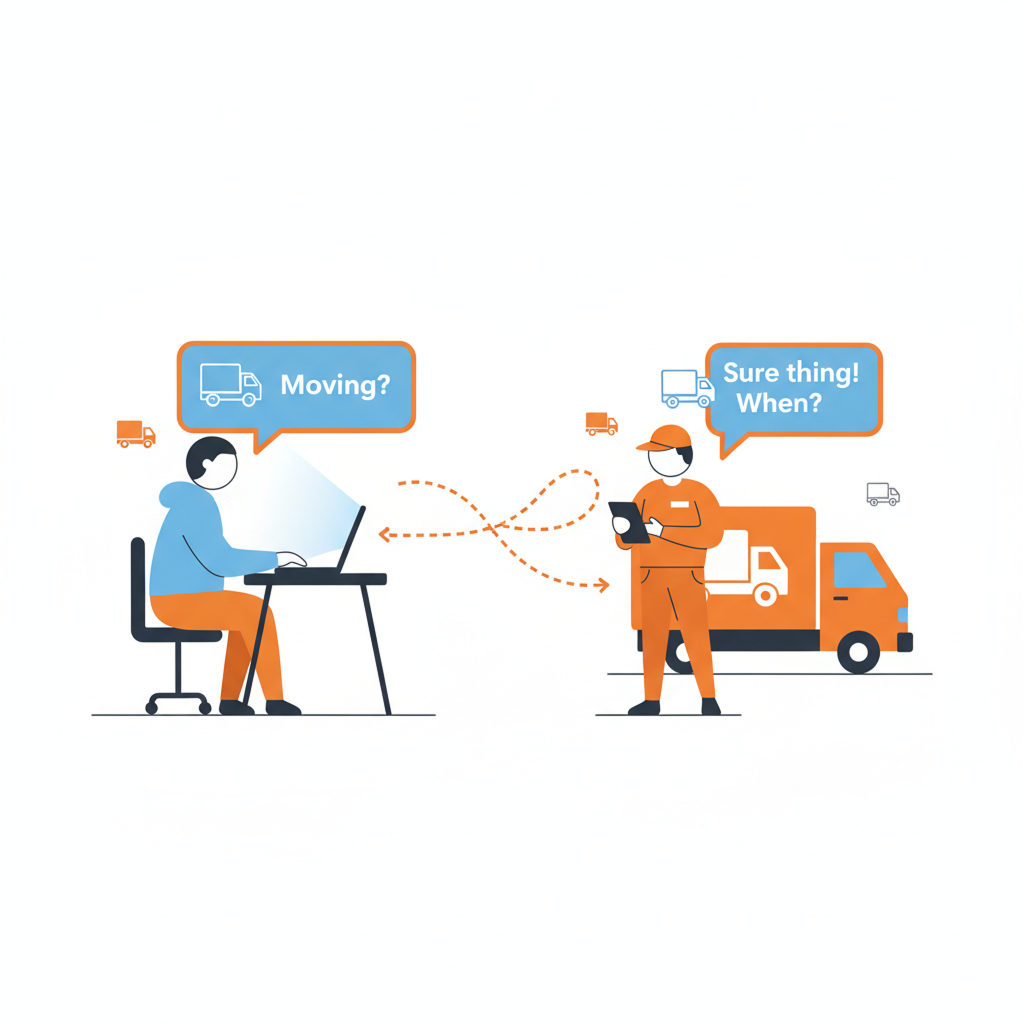 Customer chatting directly with moving companies online