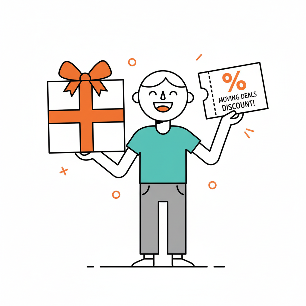 Illustration showing special moving discounts and offers